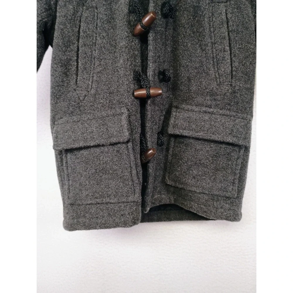 Classic Winter Baby Gap Toddler 18-24 Months Gray Wool Toggle Duffle Coat Hooded